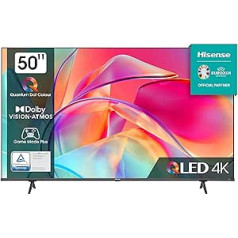 „Hisense“ 50E7KQ 126 cm (50 colių) televizorius, 4K UHD, QLED, išmanusis televizorius, HDR, „Dolby Vision“, trigubas imtuvas DVB-C/S/S2/T/T2, be rėmelių, „WiFi“, „Bluetooth“, įtaisytas „Alexa“, „Atmos“, Viešbučio režimas, j