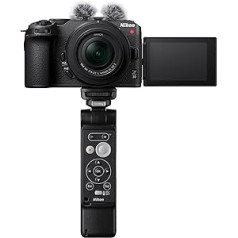 Nikon Z 30 Vlogger Kit DX 16–50 mm 1:3,5–6,3 VR (20,9 MP, 11 kadrų per sekundę, įskaitant daugybę vlogg priedų, hibridinį AF, 4K UHD 30p, Full HD vaizdo įrašymą iki 125 min.) juoda