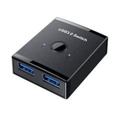 Cablecc KVM USB 3.0 dvikryptis jungiklis, 2–1 kompiuterio bendrinimas arba 1–2 šakotuvas, skirtas klaviatūrai, pelei, skaitytuvui, spausdintuvui