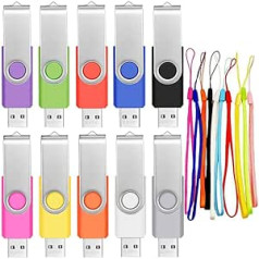 USB atmintinės 16 GB 10 vnt. pakuotė, FEBNISCTE 16 GB atminties kortelė, sulankstoma, pasukama „flash“ atmintinė Duomenų saugykla, skirta baigimo dovanai USB 2.0 atminties kortelė įvairiaspalvė USB atmintinė