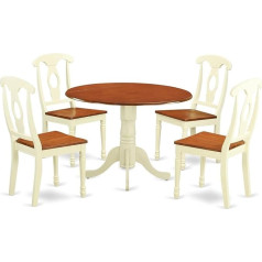 East West Furniture DLKE5-BMK-W Virtuvės stalo komplektas Valgomasis stalas ir 2 virtuvės kėdės 5 dalių baltos spalvos
