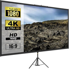 VEVOR 16:9 projektoriaus ekrano trikojis 4K HD trikojis Ekranas Ekranas Ekranas Projekcijos paviršius 160 x 95 cm Projekcijos ekrano trikojis 200-250 cm Reguliuojamas aukštis Idealiai tinka namų kinui Susitikimų kambarys Vestuvės
