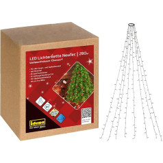Idena NewTec 31108 LED pasakų lemputės, skirtos naudoti lauke ir patalpose, su 280 šiltos baltos spalvos šviesos diodų, kalėdinės eglutės su 8 gijomis, 8 šviesos nustatymais, maitinimo šaltiniu ir 8 valandų laikmačio funkcija