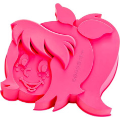 AMARE Bibi Blocksberg 3D kepimo rinkinys Silikoninė kepimo forma 24 x 23 cm ir 2 sausainių formelės, rožinės spalvos, galima plauti indaplovėje