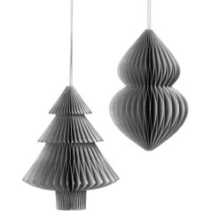 Broste 70080314 Popieriniai kalėdiniai papuošalai sidabrinės spalvos 2 vnt., sidabrinės spalvos, skersmuo apie 13 cm x 13 cm