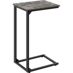 Nandae C formos šoninis staliukas, kaimiškas padėklas, šoninis staliukas, staliukas su metaliniu rėmu nešiojamajam kompiuteriui, užkandžiams, sofai, sofai, sofai, lovai, svetainei, miegamajam, tamsiai pilkas