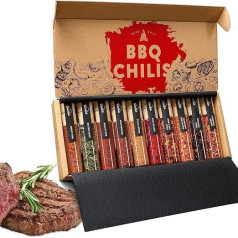 TIMBER TASTE® Čili ir grilio prieskonių dovanų rinkinys vyrams [10 derinių rinkinys] - 5 išskirtiniai grilio prieskoniai + 5 aštrių čili prieskonių rinkinys iki 1 200 000 Scoville - ypatingos dovanos vyrams ir suaugusiesiems