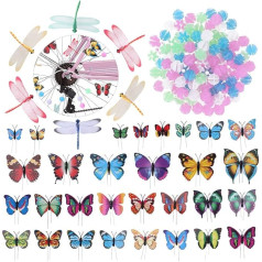 VORCOOL Spoke Clips Spoke Beads Spoke Clicker Vaikams Mergaitėms Suaugusiems Dviračių dekoravimas 108 vienetų karoliukų + 30 vienetų drugelių + 6 vienetai drakoniukų