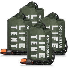 Go Time Gear Life Tent Emergency Survival Shelter - 2 asmenų avarinė palapinė - naudojama kaip išgyvenimo palapinė, avarinė pastogė, vamzdinė palapinė, išgyvenimo tentas - apima išgyvenimo švilpuką ir parakordą