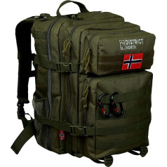 District North Military Backpack Complete | Pilnai įrengta lauko kuprinė, universali | 2 dydžiai | Komplekte yra karabinas su apsauga nuo lietaus, butelių laikiklis | US Cooper kuprinė Vokietijos kariuomenei