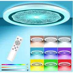 MILFECH 24 W LED lubų šviestuvas su nuotolinio valdymo pulteliu, LED lubų šviestuvas plokščias, 6 RGB spalvų keitimas 3200LM IP54, apvalus, skirtas miegamajam, vaikų kambariui, virtuvei, svetainei, 3000 K - 6000 K