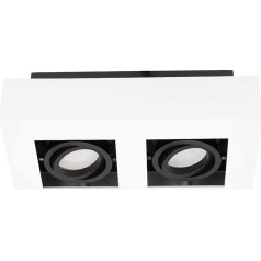 EDO Osmin EDO777145 2 taškinės šviesos Triple Saillie LED lubų prožektoriai LED lubų šviesos juoda ir balta IP20 Carré metalo ir modernaus apšvietimo plokštumos