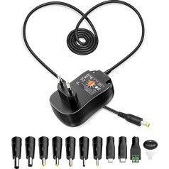 34W universalus kompiuterio įkroviklis su keliais antgaliais Transformatorius 220V 6V 3V 4,5V 5V 7,5V 12V maitinimo šaltinis 9V 1A 2A kintamosios srovės nuolatinės srovės adapteris su USB prievadu 5V 10DC jungtimi, skirtas buitinei technikai