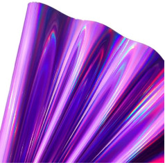 XHT Holoshimmer dirbtinė oda, 30 x 135 cm, vaivorykštinis įvairiaspalvis metalinis odos audinys rankinėms, raktų pakabukams, violetinės spalvos