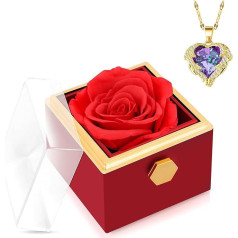Jazlyvex Eternal Rose Infinity Roses with Necklėja Preserved Roses Jewellery Box Girlfriend Mum Grandma Valentino diena Vestuvių metinės Gimtadienio dovanos moterims