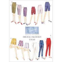 Vogue Patterns 9189E5 Vogue Pattern 9189, šortai ir kelnės moterims, dydžiai 42-50, įvairiaspalviai, E5 (14-16-18-20-22)