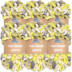 JubileeYarn Fun Finger Loop Yarn - Poliesterio Jumbo svorio kilpiniai siūlai - 100 g/kamuoliukas - 139 spalva - Hyperion - 6 virbalai