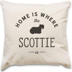 Didelio raudono kiaušinio pagalvėlės užvalkalas su užrašu Home is Where The Scottie is, didelis, raudonos spalvos