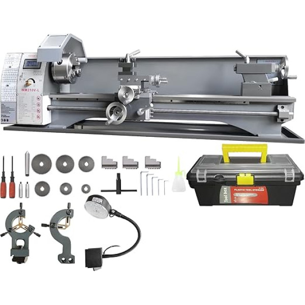 VEVOR Metalo tekinimo staklės, 211 x 750 mm, Metalo tekinimo staklės, 50-2500 aps./min, Stalo tekinimo staklės, Stalo tekinimo staklės, 750 W, 14 x metrinis (nuo 0,3 iki 3 mm), 10 x colinis (nuo 10 iki 44 TPI) sriegis MT5 suklio kūgis