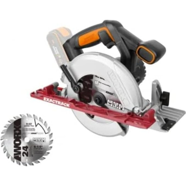 WORX WX530.9 20 V akumuliatorinis diskinis pjūklas - profesionalus diskinis pjūklas su įsiurbimo adapteriu - idealiai tinka ir įstrižiems pjūviams - suderinamas su 