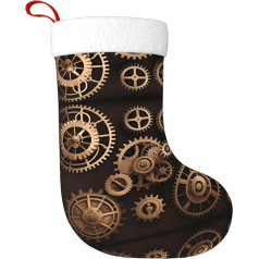 WZYWHJ Weihnachtsstrumpf - Festlicher dekorativer Plüschstrumpf für Feiertagsfeiern und Geschenke, Steampunk, mechanische Zahnräder, Bild