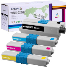 BAISINE 4 pakuotės suderinamo tonerio Oki MC362, skirto Oki MC362 MC362dn C531dn C511dn MC562 MC352 C310 C312dn C330 C331dn MC351 MC361 C510dn C530 MC561 446, 4469803 44469706 44469705 44469704 (BCMY)