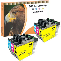 D&C 6 x spausdintuvo kasetės, suderinamos su Brother LC3213 LC-3213, skirtos Brother DCP-J572DW DCP-J772DW DCP-J774DW MFC-J491DW MFC-J497DW MFC-J890DW MFC-J895DW (2 žydros, 2 purpurinės, 2 geltonos)