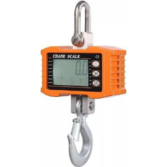 industrielle Kranwaage， Waage mit Gehäuse aus Aluminiumguss. Skaitmeninis rankinis valdymas su LCD ekranu ir apšvietimu. Präzisions-Hängewaage aus kompaktem legiertem Stahl(Orange,1000KG)