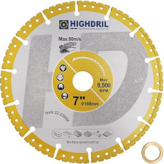 HIGHDRIL deimantinis pjovimo diskas metalui - 125 mm universalus vakuuminis diskas, skirtas armatūros strypams iš lakštinio metalo, kampuočiams iš geležies, nerūdijančio plieno, betono, granito, marmuro