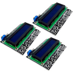 AZDelivery 3 x HD44780 LCD klaviatūros skydas 16 x 2 LCD1602 ekrano modulis 2 x 16 simbolių (su mėlynu fonu ir baltu ženklu), suderinamas su 