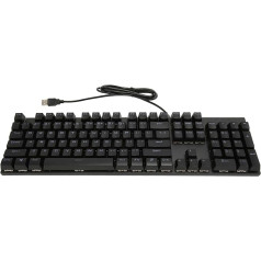 104 klavišai, pilno dydžio, laidinė, USB, mechaninė klaviatūra, kompiuterio klaviatūra, žaidimų klaviatūra su skaitmenine klaviatūra, 18 RGB apšvietimo, raudonas jungiklis, skirta nešiojamiesiems kompiuteriams (juoda)