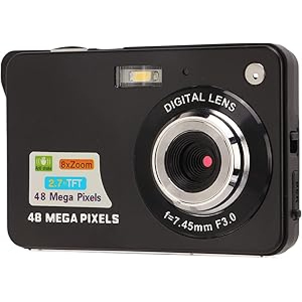 Skaitmeninis fotoaparatas, 4K 48MP 8x priartinimas, lengvas, nešiojamasis Vlogging fotoaparatas, kompaktiškas kišeninis fotoaparatas, su 2,7 colių LCD ekranu, įmontuota užpildymo šviesa, įkraunamas mažas fotoaparatas paaugliams, studentams, jauni