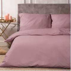 VEL VET HOME VelvetHome Patalynė 135 x 200 cm 4 dalių 100% medvilnė Aukštos kokybės, pagaminta ES 2 x antklodės užvalkalas 135 x 200 cm + 2 x pagalvių užvalkalai 80 x 80 cm Patalynės komplektas su užtrauktuku Powder Pink 135 x 200 cm