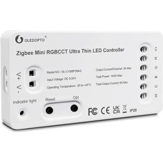 GLEDOPTO ZIGBEE3.0+2.4G RGBWW/RGBCCT mini LED juostų valdiklis, itin plonas DC5-12-24V, 144W, suderinamas su 
