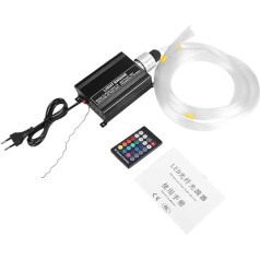 16 W RGBW LED plastikinių skaidulų lubų apdailos rinkinys Šviesos variklio nuotolinio valdymo pultas su 150 vnt. šviesolaidinių kabelių, skirtų automobilio vidaus apdailai (ES kištukas)