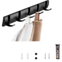LKFDTW sulankstomas kabliukas, sieninis kabliukas, juodas, sulankstomas, su 5 kabliukais, skirtas striukėms, kepurėms, paltams, rankinėms (41 cm)