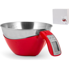 H&h Bilancia Cucina Digitale, Inox, Rosso, kg5