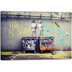 Wieco Art Life is Short Chill the Duck Out Canvas Print Banksy Boys Art Print Reproduction Graffiti Poster Print on Canvas Wall Art for Bedroom Home Office Decorations