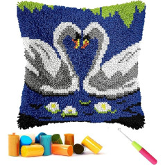 CCWORAN Swan Latch Hook Kit suaugusiems pradedantiesiems pagalvė gyvūnų amatų rinkiniai padengti nėrimo iš anksto atspausdintas drobė vilnos verpalai Hobiai DIY sofa namų dekoro moterų dovana