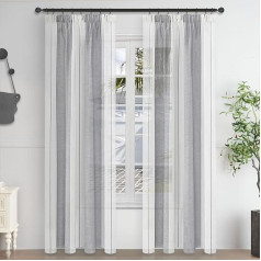 MRTREES Užuolaidos Ruffle Tape Užuolaidos Lininė išvaizda Skaidrios juostelės Užuolaidos 2 komplektas 240 x 140 cm Skaidrios užuolaidos