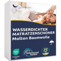 SLEEPZEN neperšlampamas čiužinio užvalkalas, Molleton, 100 % medvilnė, čiužinio užvalkalas su apsauga nuo drėgmės, kvėpuojantis, naujausia lovos įdėklo su apsauga nuo drėgmės versija, pagamintas ES
