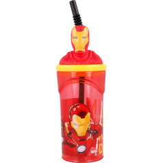 Stor 3D figūrinis puodelis 360 ml Avengers Comic Heroes Iron Man, plastikinis, spalvotas, 1 vienetas (1 pakuotė)