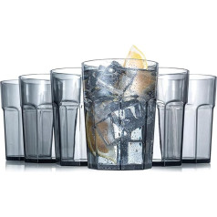 ZAINCA Classic 425,2 g plastikiniai puodeliai, akrilo stiklinės, daugkartinio naudojimo plastikiniai puodeliai, 6 pilkos spalvos, sukraunami vienas ant kito, be BPA, nedūžtantys, tinkami plauti indaplovėje