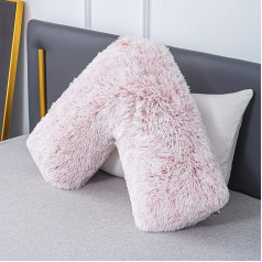 LSC ortopedinė V formos pagalvė, minkšta ir pūkuota Sherpa Teddy Fleece pagalvė galvai, kaklui ir nugarai, V formos motinystės ir slaugos pagalvė su antialerginiu užvalkalu
