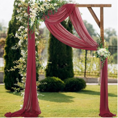 ShinyBeauty bordo spalvos šifono užuolaidos 16 pėdų vestuvių arka ceremonijos priėmimo girliandos apdaila vestuvių arka Drape audinys Sheer užuolaidos 2 skydai
