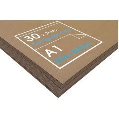 Gofruotas kartonas menams, amatams ir modelių statybai. 30 lapų 840 mm x 600 mm x 2 mm
