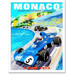 Wee Blue Coo derliaus reklama automobilių sporto Monako Grand Prix 1973 meno spausdinti įrėminti plakatas sienų dekoro meno spausdinti plakatas sienų dekoro 12 x 16 colių