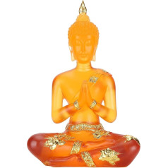 Pomidorų Budos statula sėdi 18 cm Dekoratyvinė derva Skaidri Budos statula Meldžiasi Budos figūra Maža Zen Budos figūra Feng Shui namų apdailai