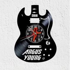 VINY WOODY Angus Guitar Vinyl Record Clock Music Hard Rock Wall Decoration