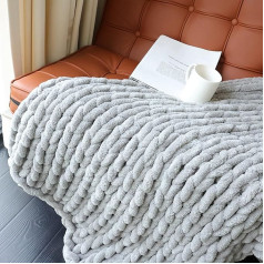 Maetoow Chunky Knit Chenille antklodė Rankų darbo šilta jauki antklodė Couch Bed Home Decor Minkštas kvėpuojantis vilnos antklodė Storas ir milžiniškas verpalai Throws Grey